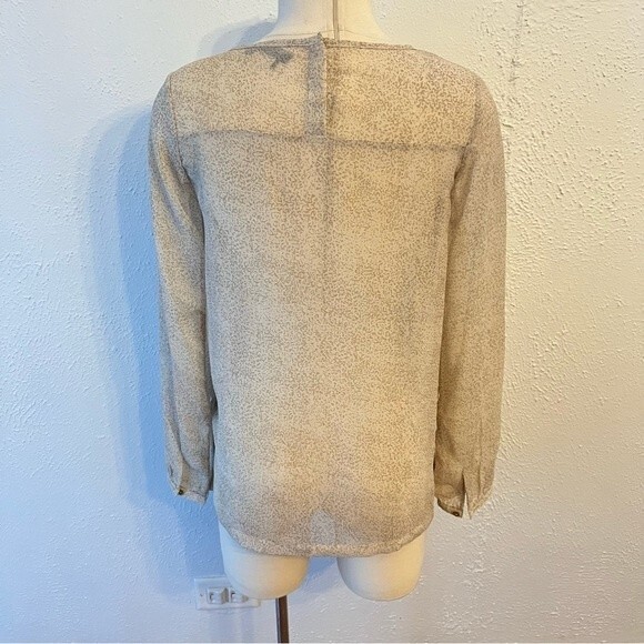 Dex Sheer Beige Animal Print Long Sleeve Blouse Small - Picture 8 of 9